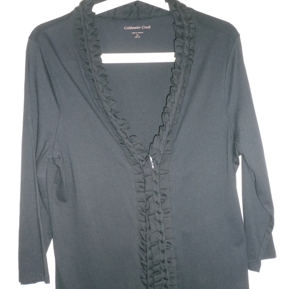 Coldwater Creek Black Open Ruffle Front Jacket - Picture 3 of 8